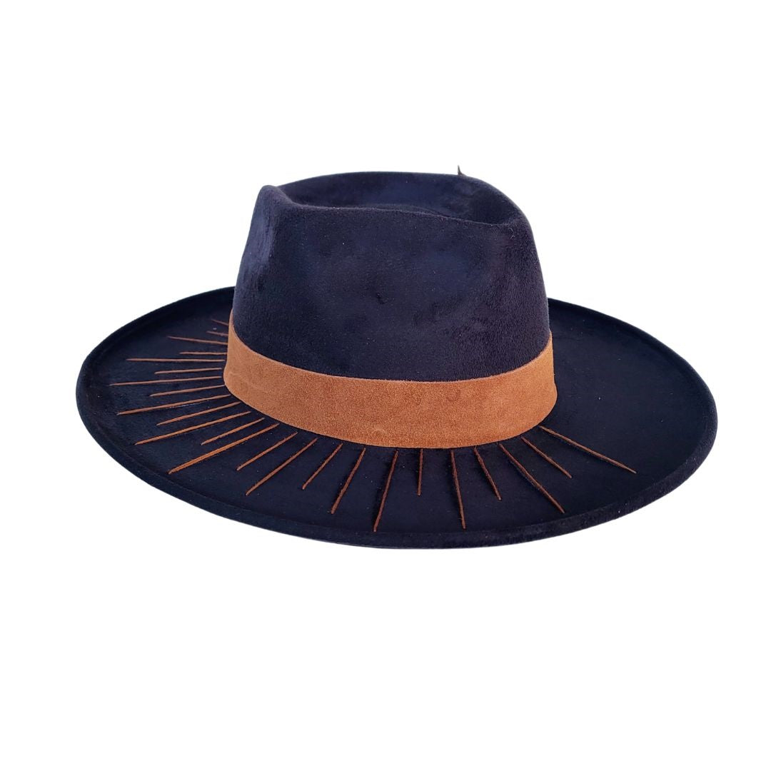 Abasi Suede Diamond Crown Hat - Black