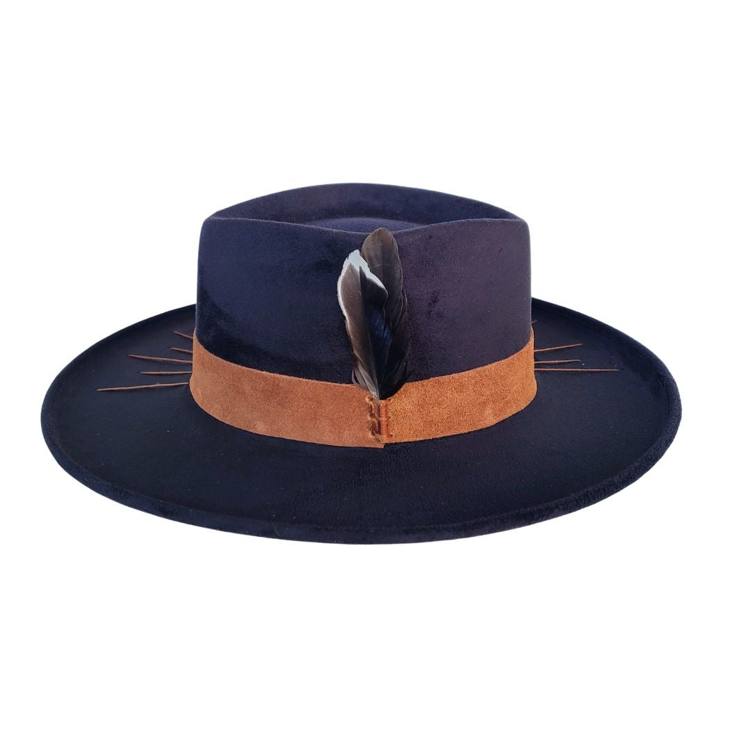 Abasi Suede Diamond Crown Hat - Black