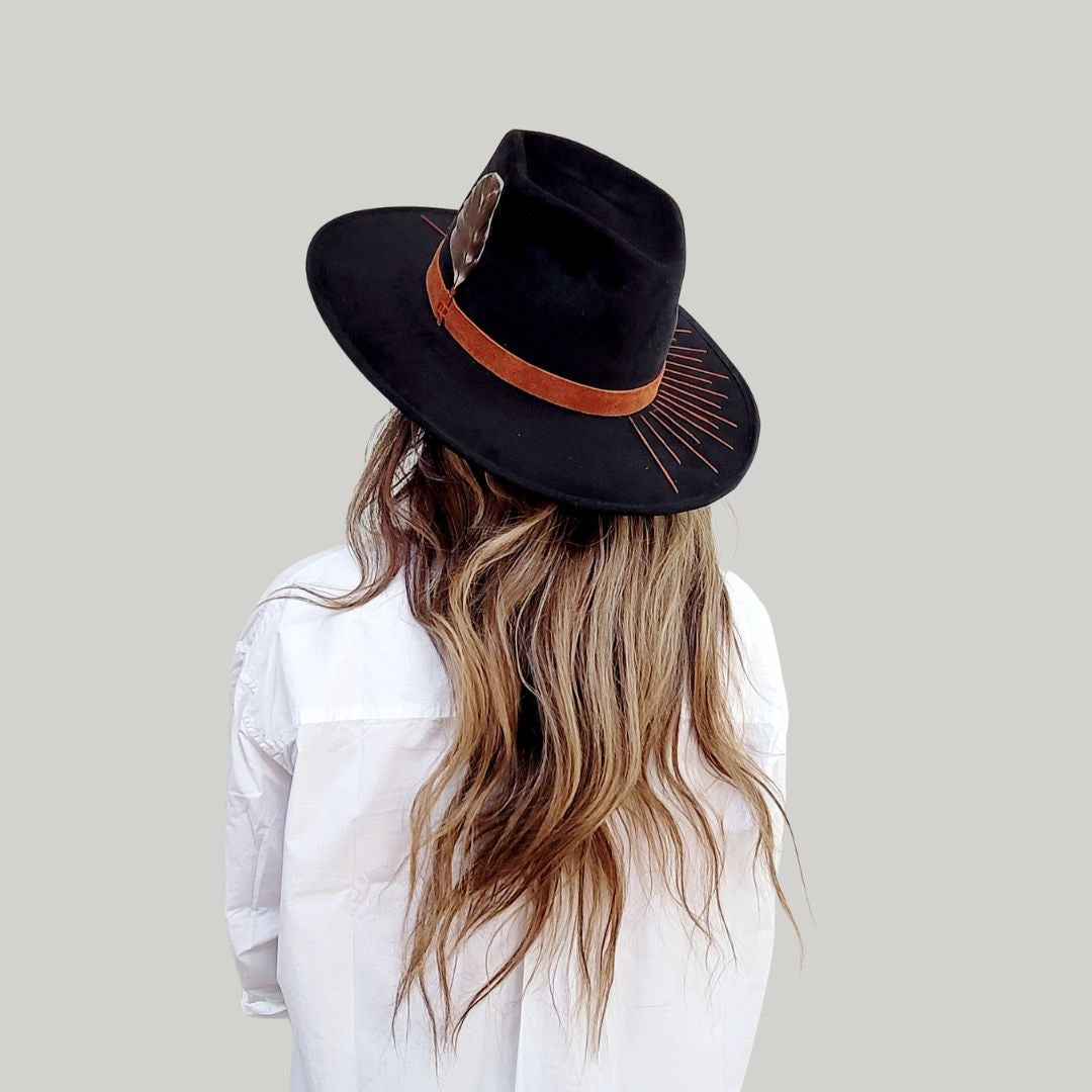 Abasi Suede Diamond Crown Hat - Black