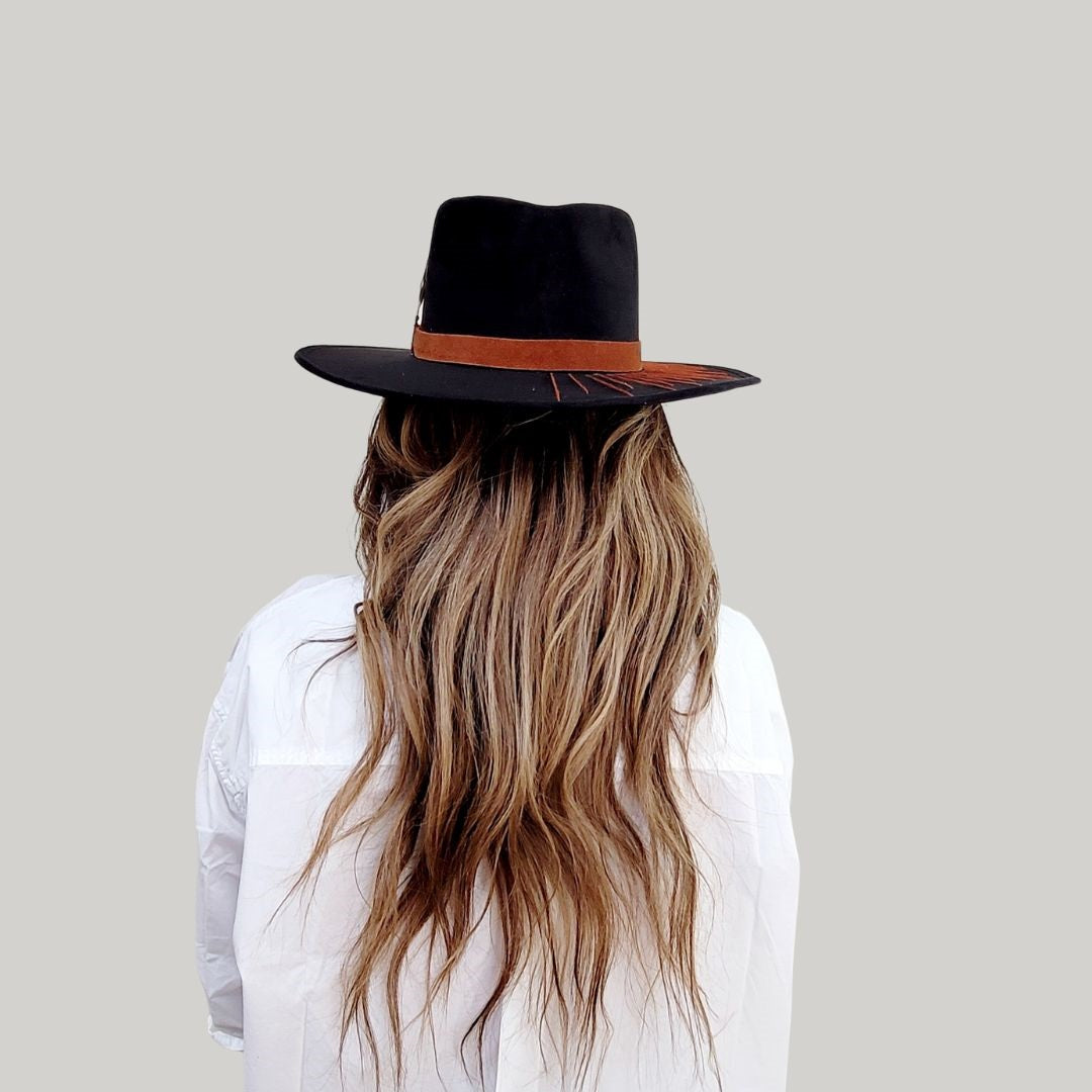 Abasi Suede Diamond Crown Hat - Black