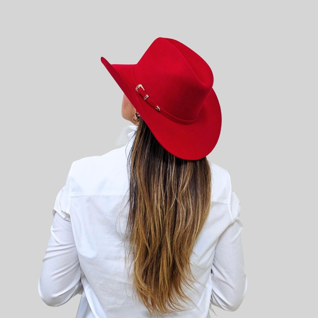 Adam Western Cowboy Crown Hat - Red