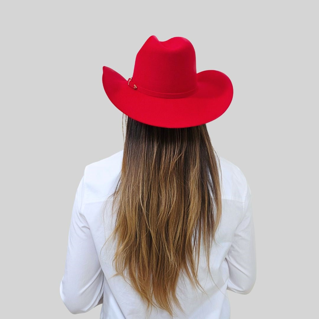 Adam Western Cowboy Crown Hat - Red