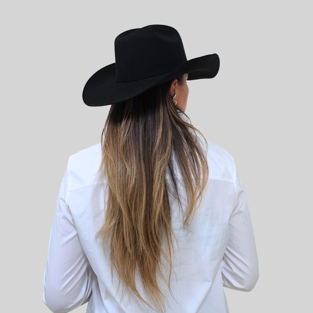 Ashton Western Cowboy Crown Hat - Black