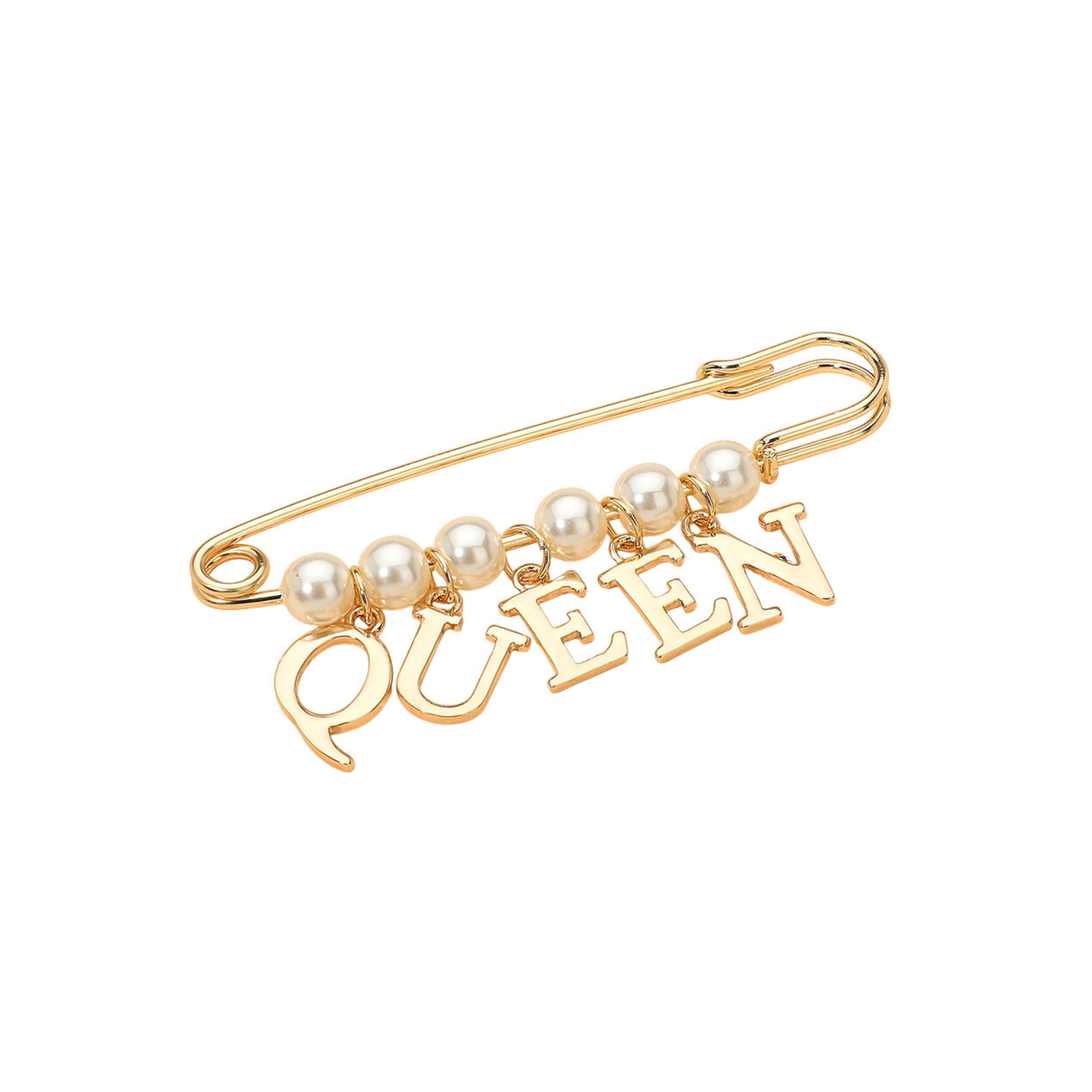 Queen Pearl Beaded Pin Brooch