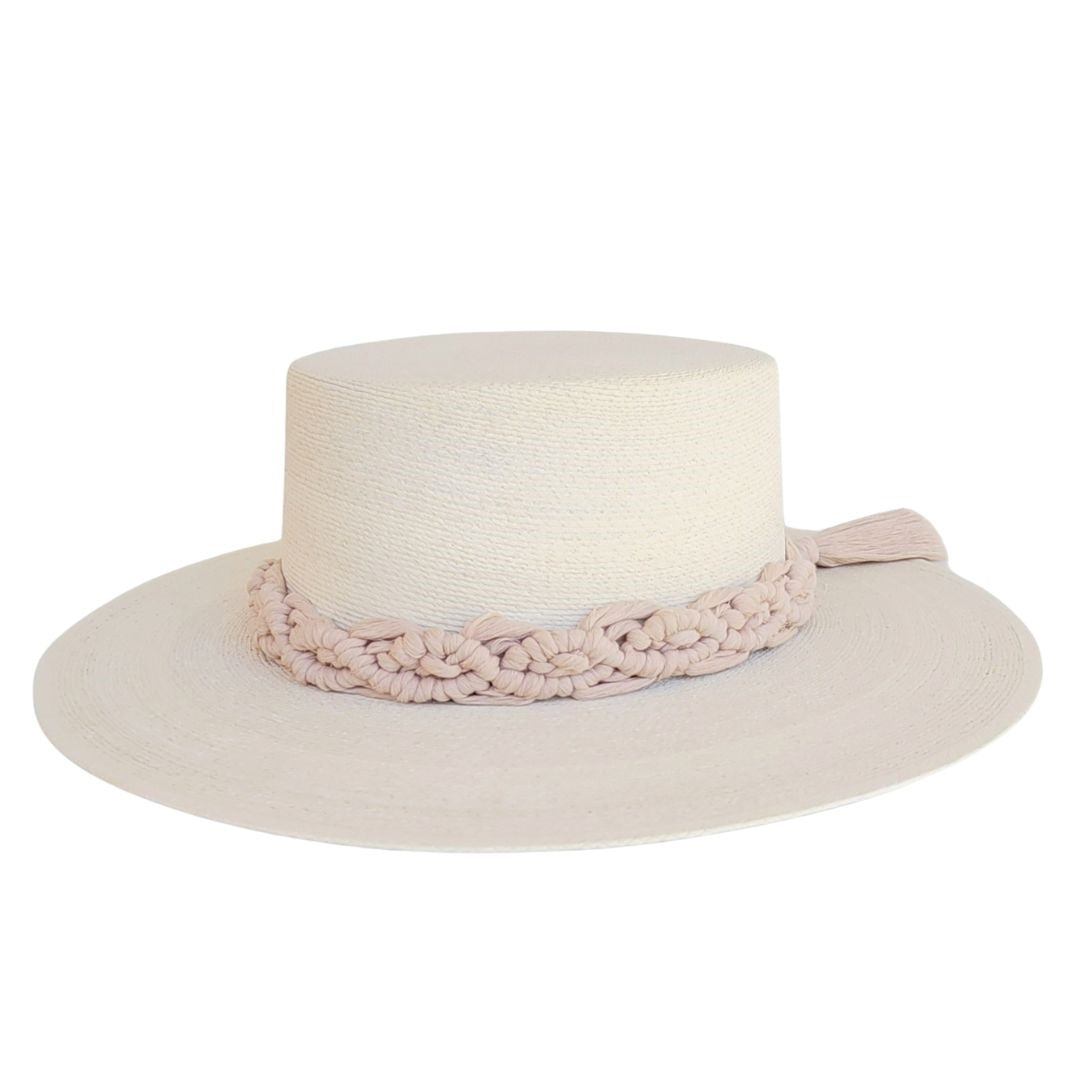 Elijah Straw Boater Crown Hat