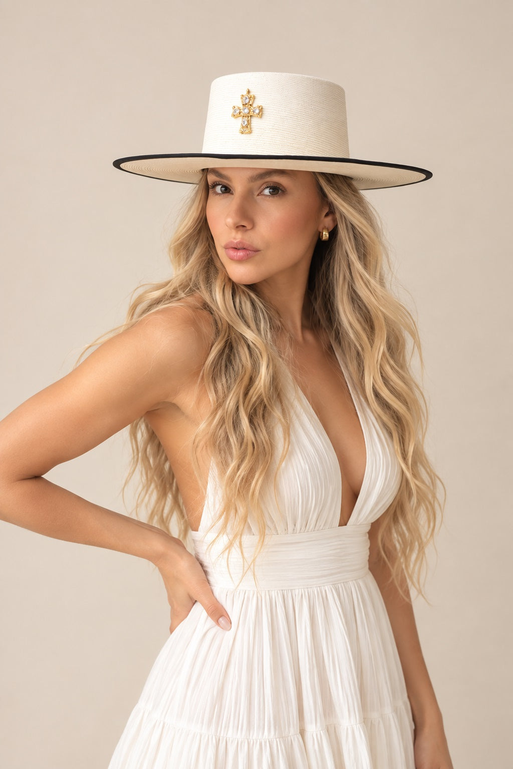 Hadley Straw Boater Crown Hat