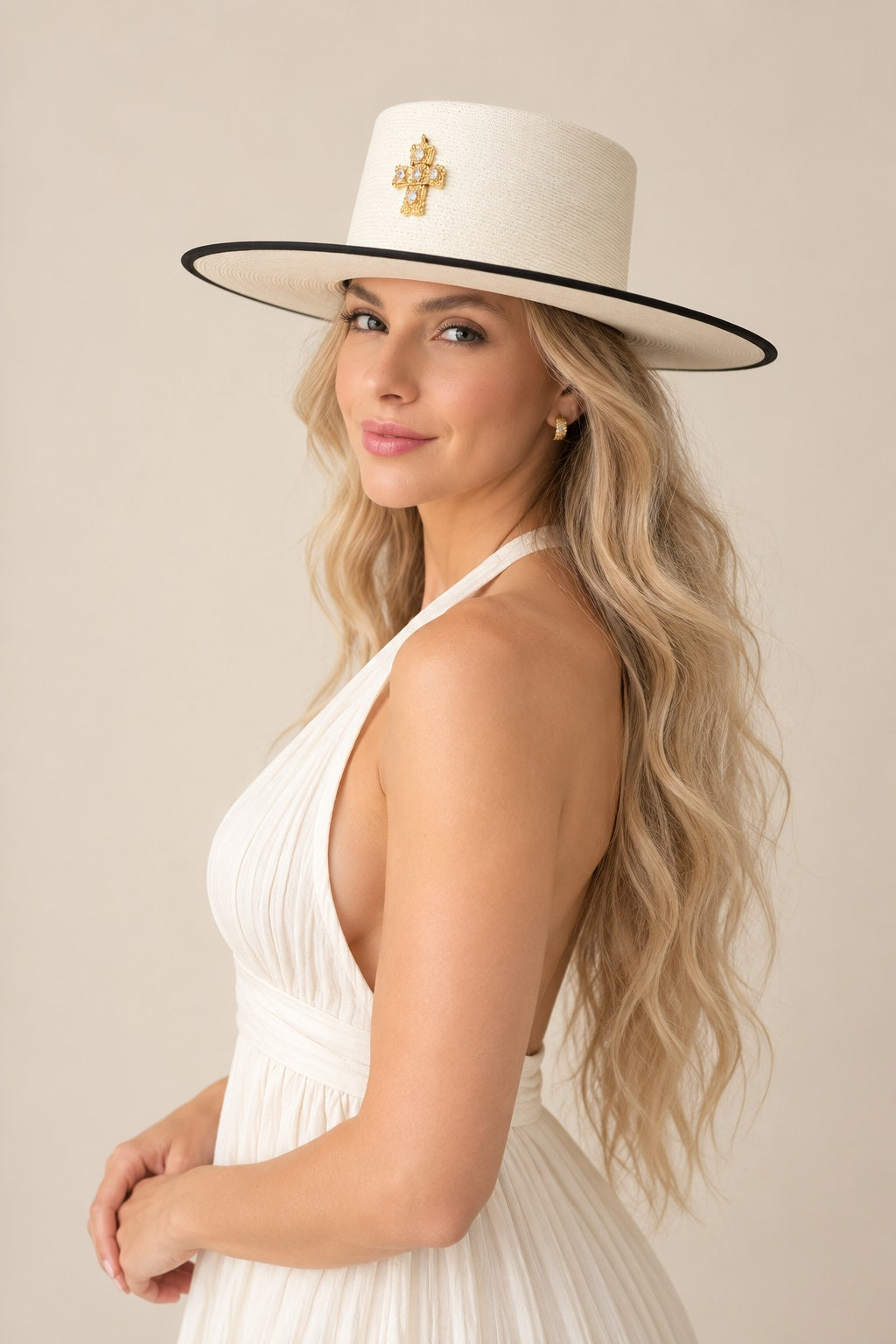 Hadley Straw Boater Crown Hat