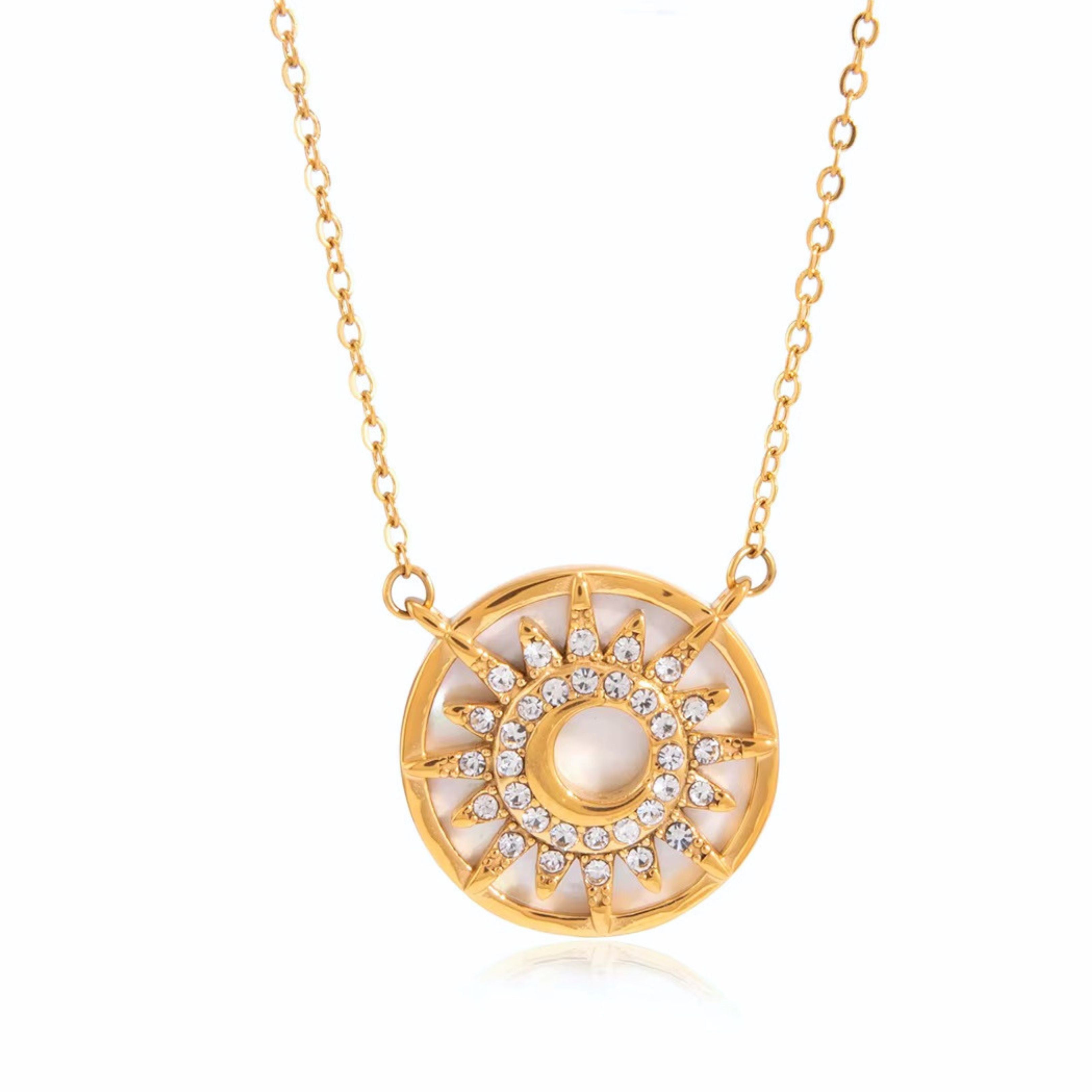 Sun and Moon Abalone Pendant Necklace