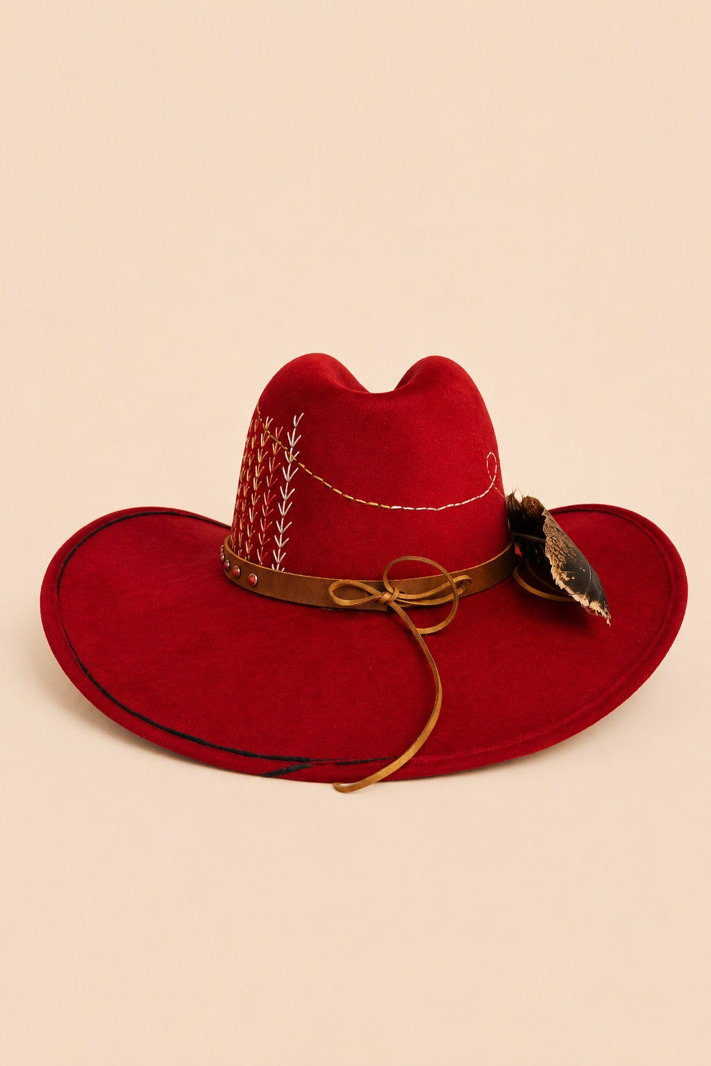 Josephine Cowboy Crown Hat - Red
