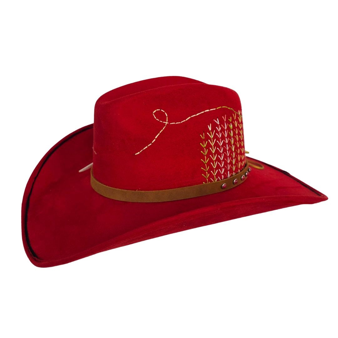 Josephine Cowboy Crown Hat - Red