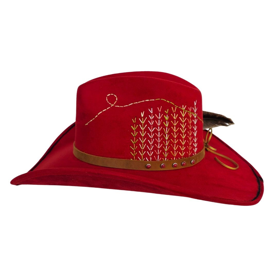 Josephine Cowboy Crown Hat - Red