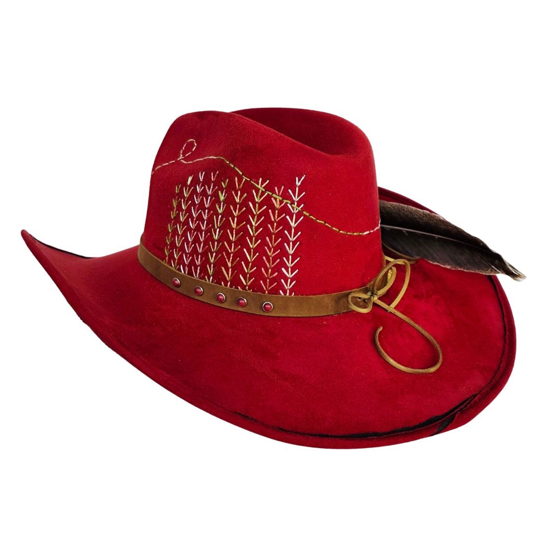 Josephine Cowboy Crown Hat - Red