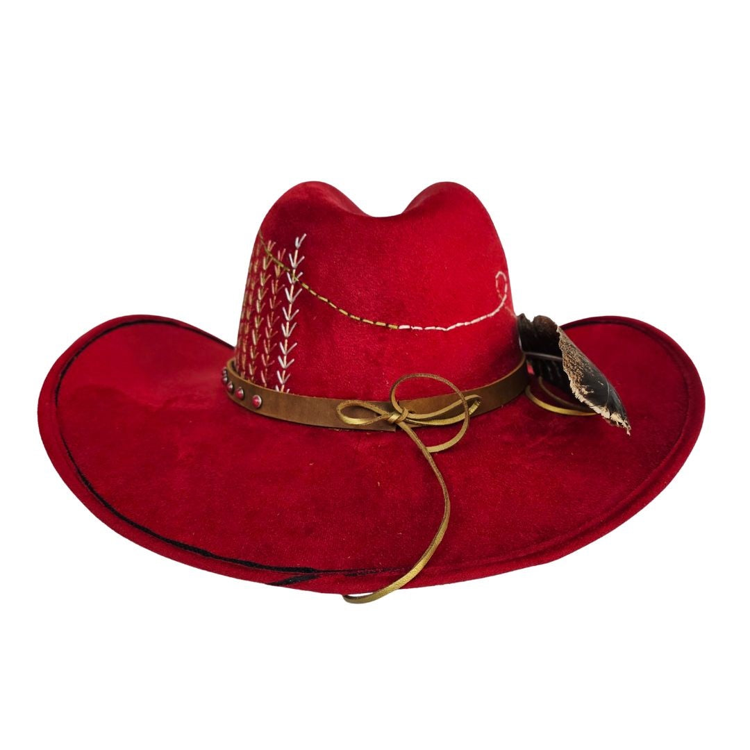 Josephine Cowboy Crown Hat - Red