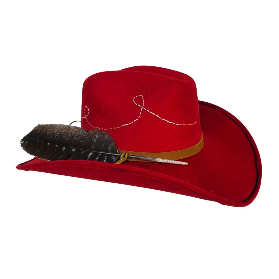 Josephine Cowboy Crown Hat - Red