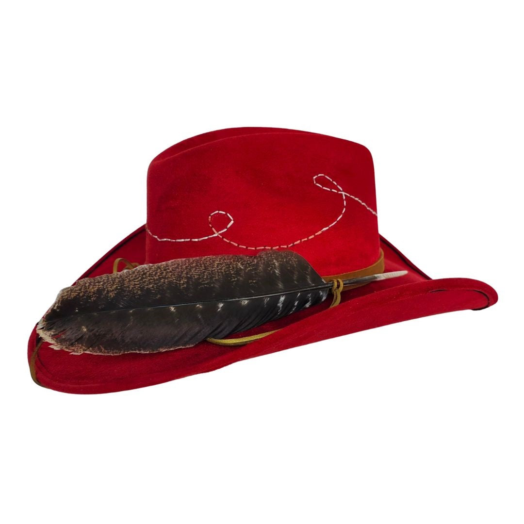 Josephine Cowboy Crown Hat - Red