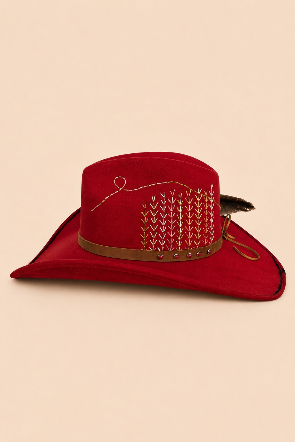 Josephine Cowboy Crown Hat - Red
