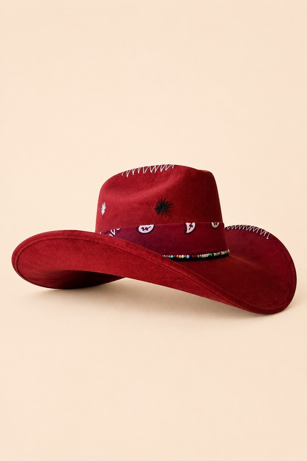 Myrto Cowboy Crown Hat - Burgundy
