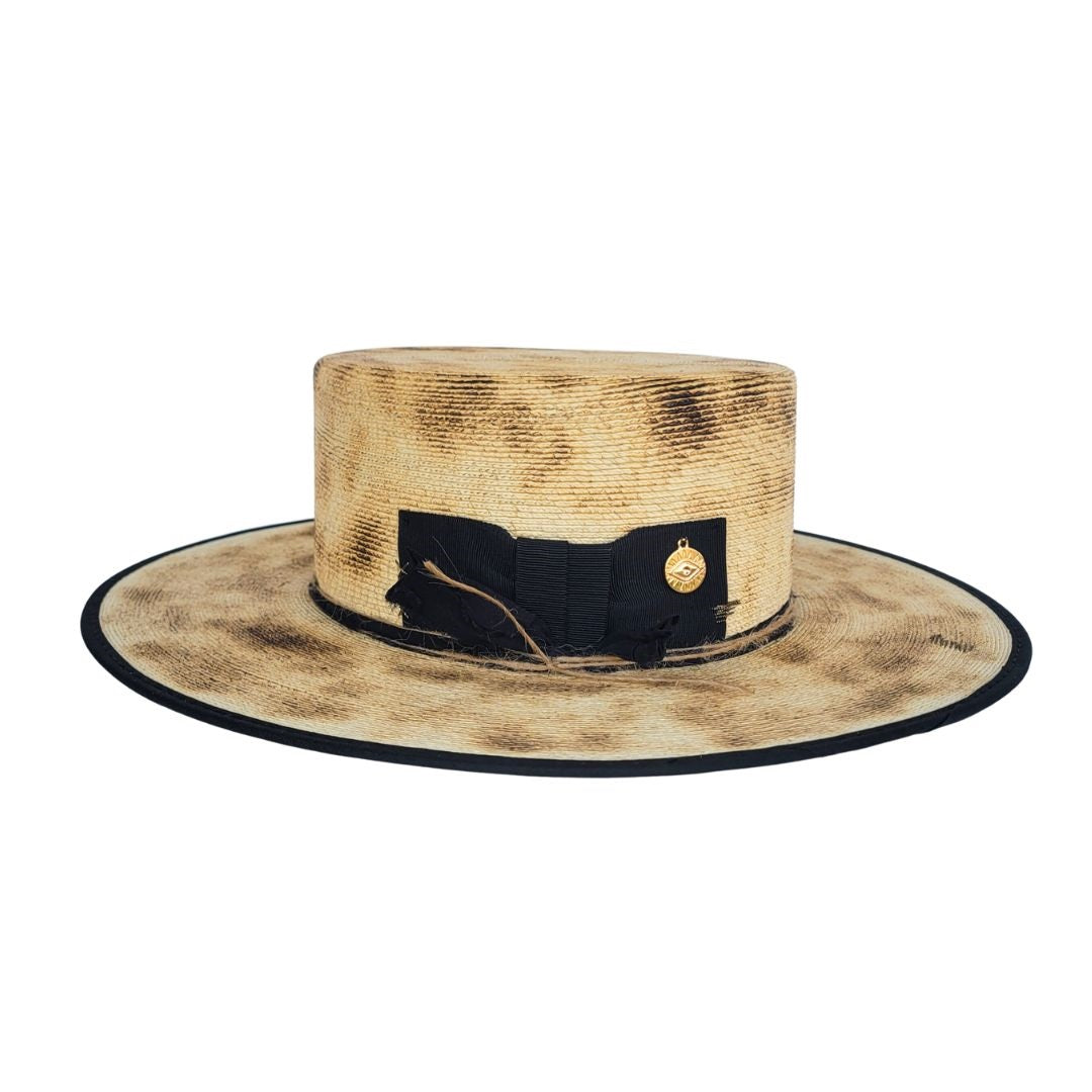 Rika Straw Boater Crown Hat