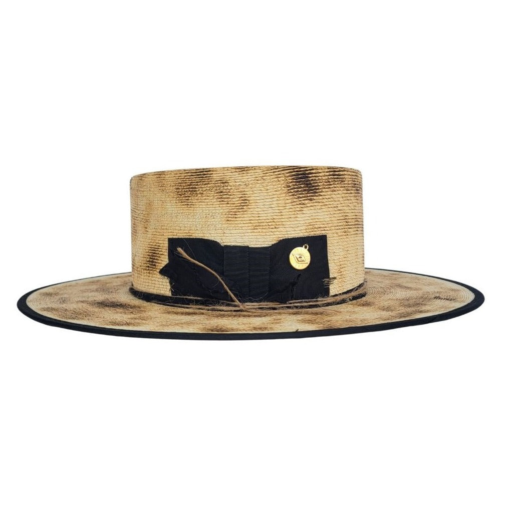 Rika Straw Boater Crown Hat