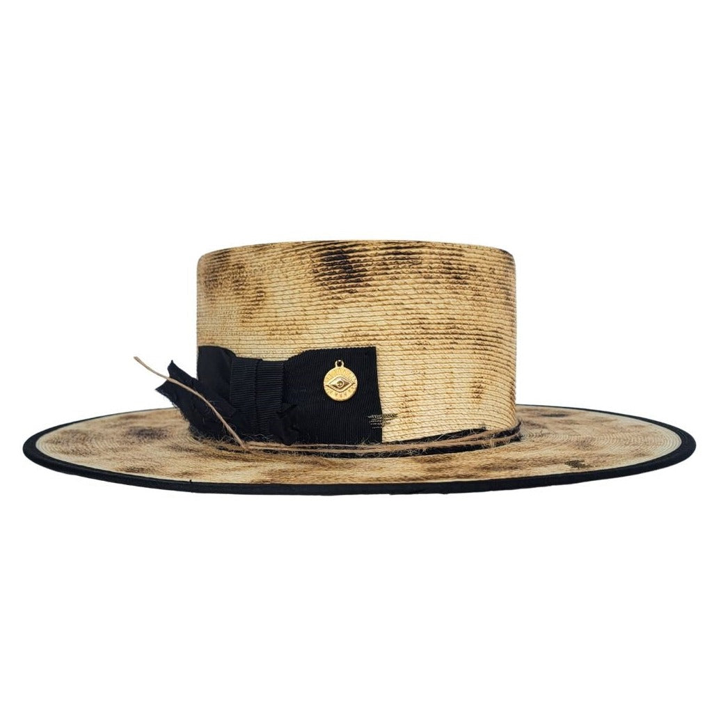 Rika Straw Boater Crown Hat