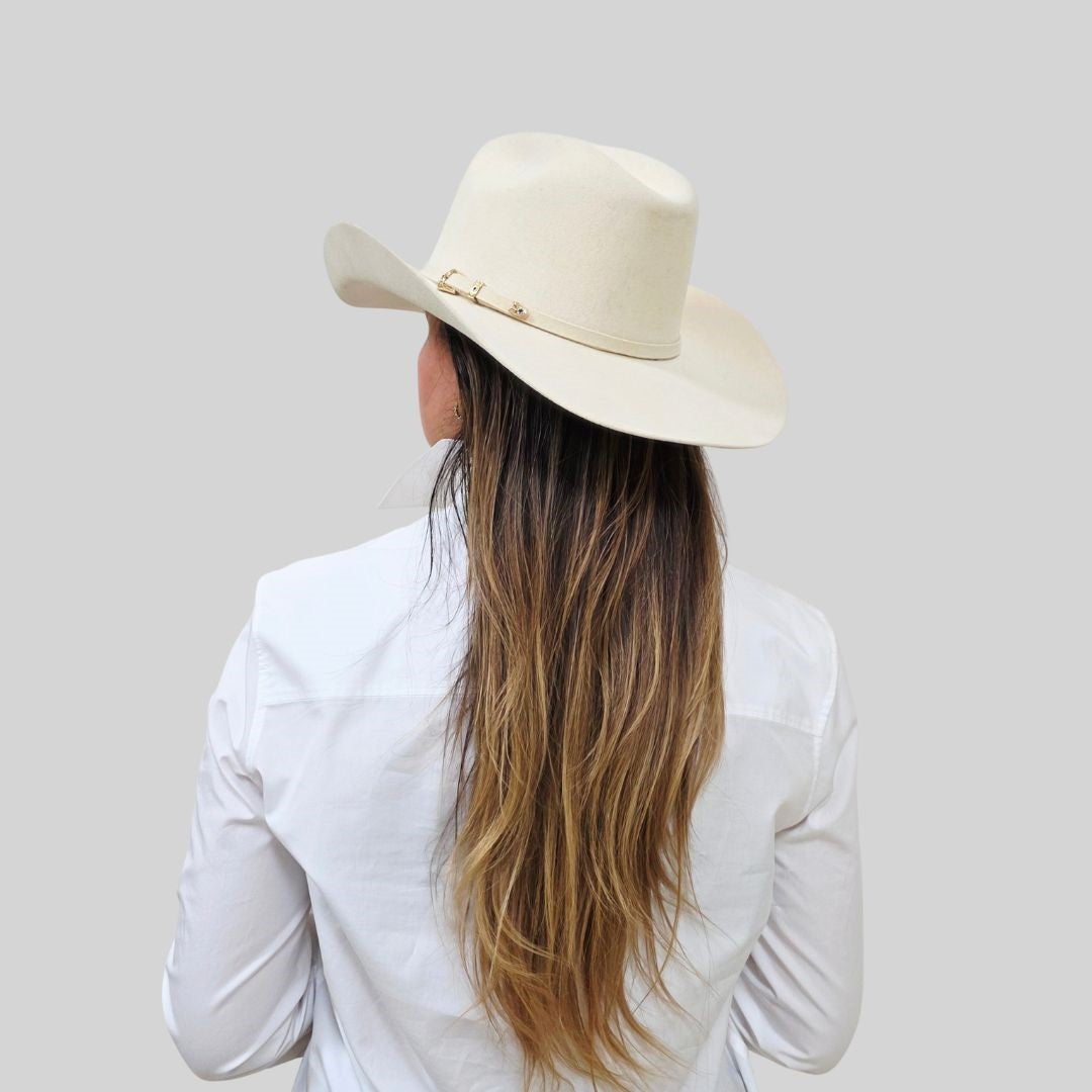 Stella Western Cowboy Crown Hat - Beige