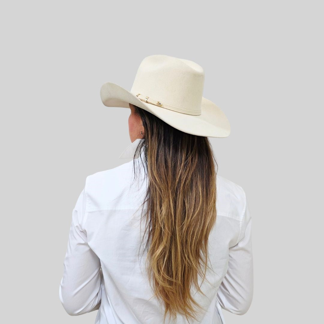 Stella Western Cowboy Crown Hat - Beige