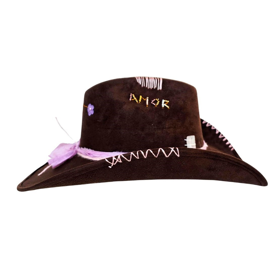 Veda Cowboy Crown Hat - Brown