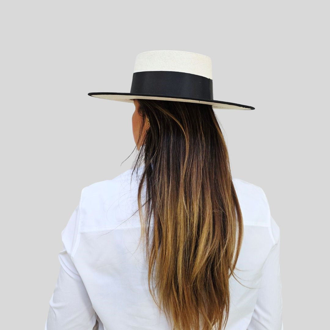 Vivian Straw Boater Crown Hat