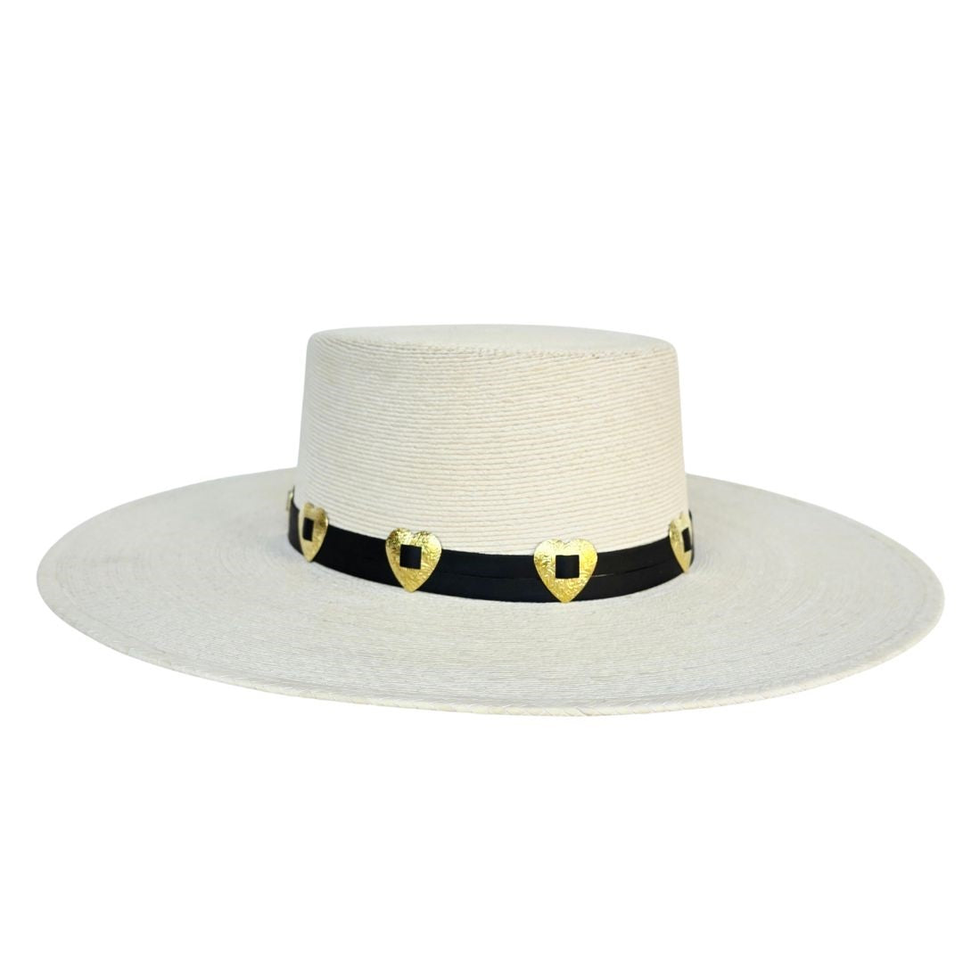 Zelia Straw Boater Crown Hat