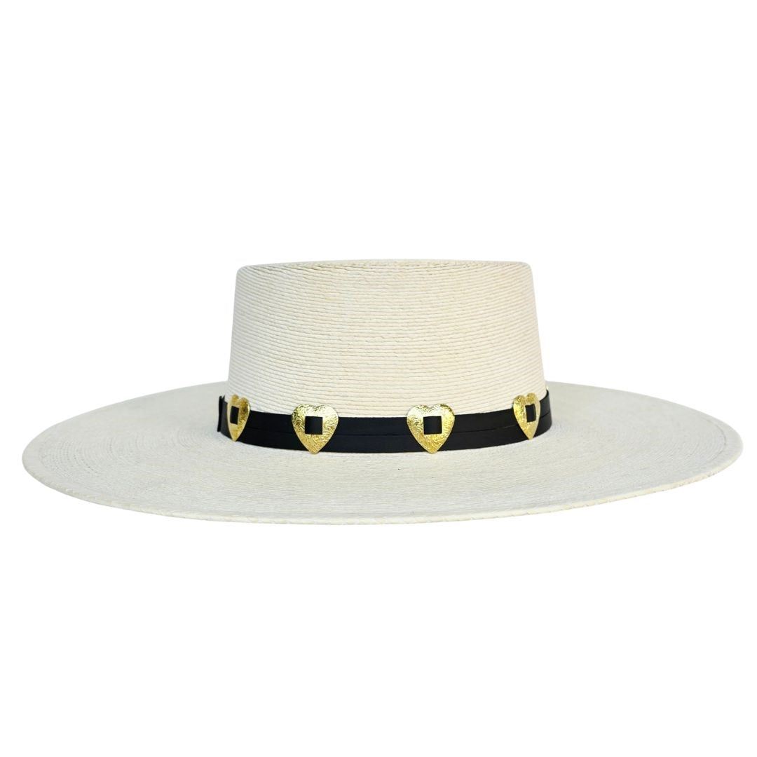 Zelia Straw Boater Crown Hat