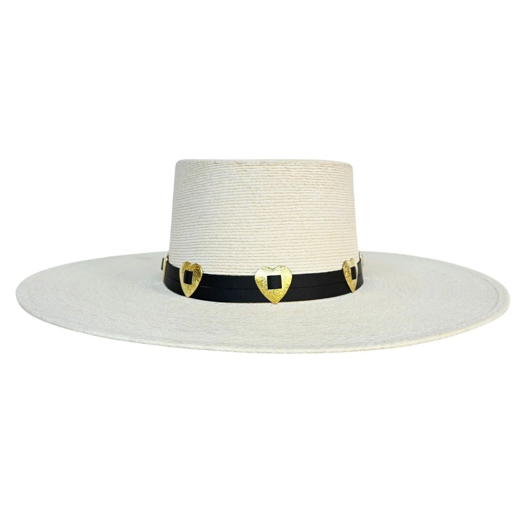 Zelia Straw Boater Crown Hat