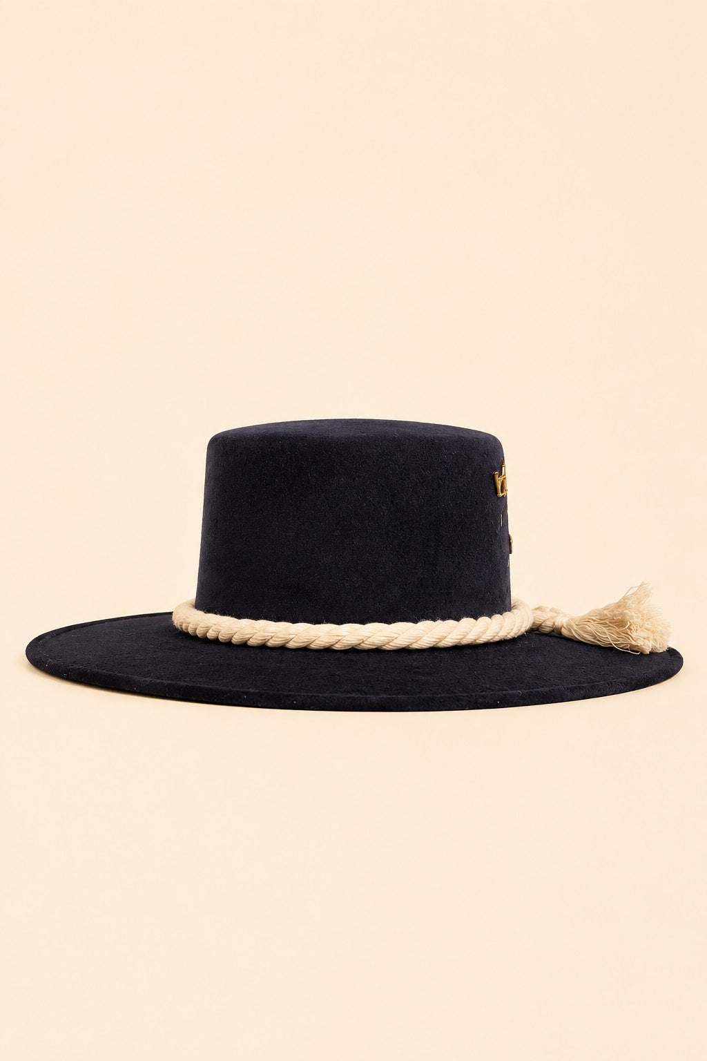 Amadis Boater Crown Hat - Black