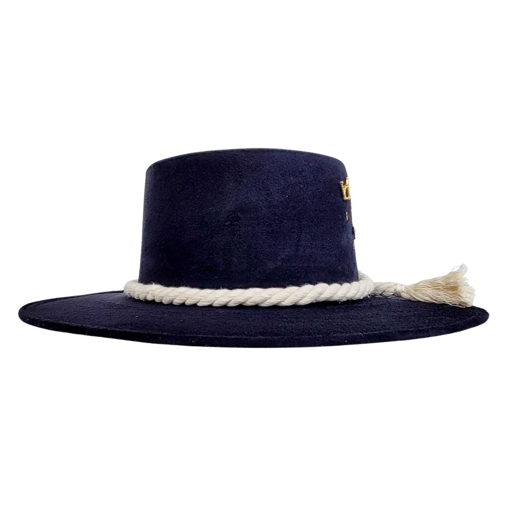 Amadis Boater Crown Hat - Black