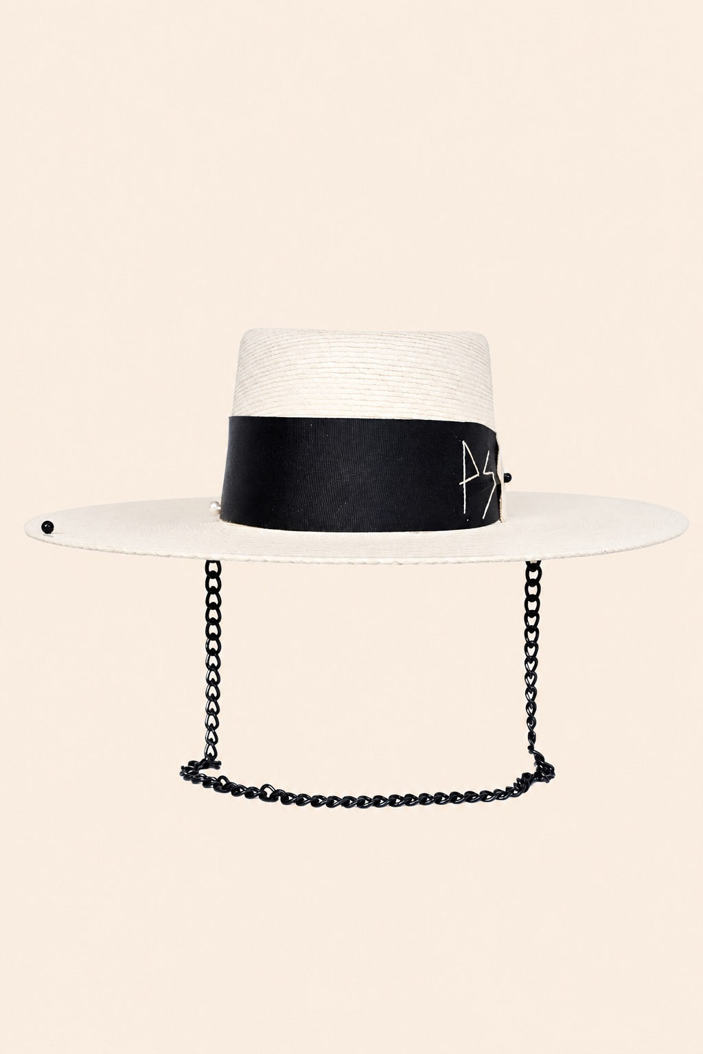 The Monaco – Ivory Wide Brim Hat with Black Band