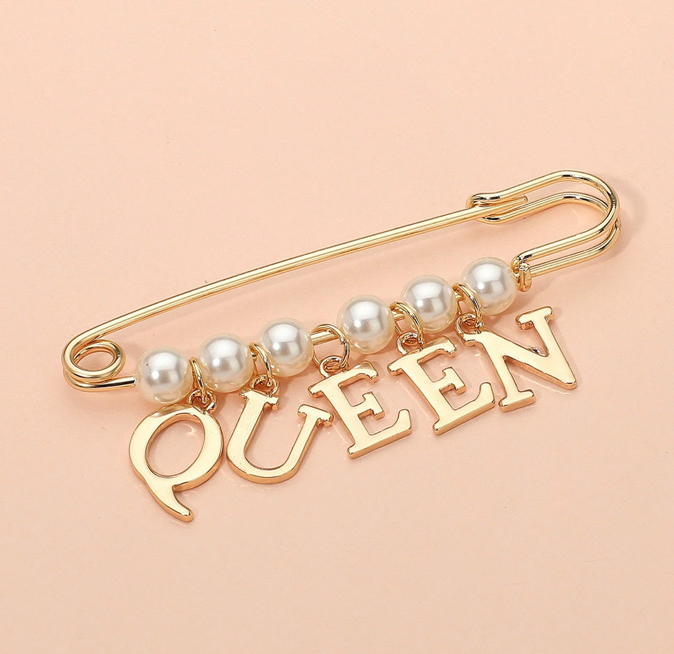 Queen Pearl Beaded Pin Brooch