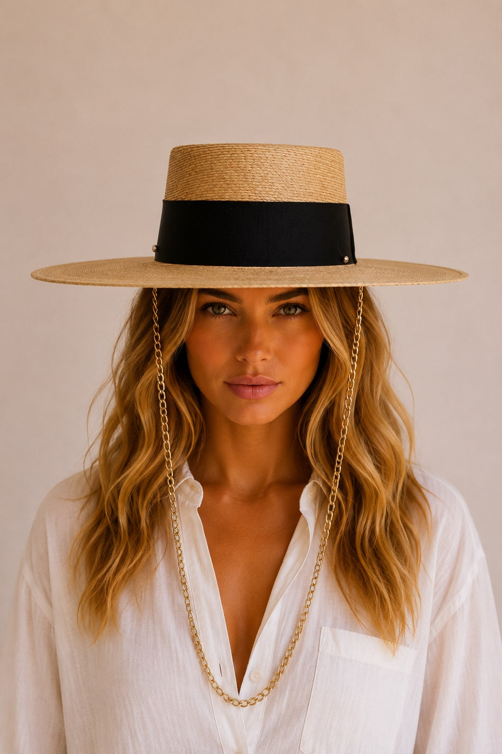Reiko Straw Telescope Crown Hat