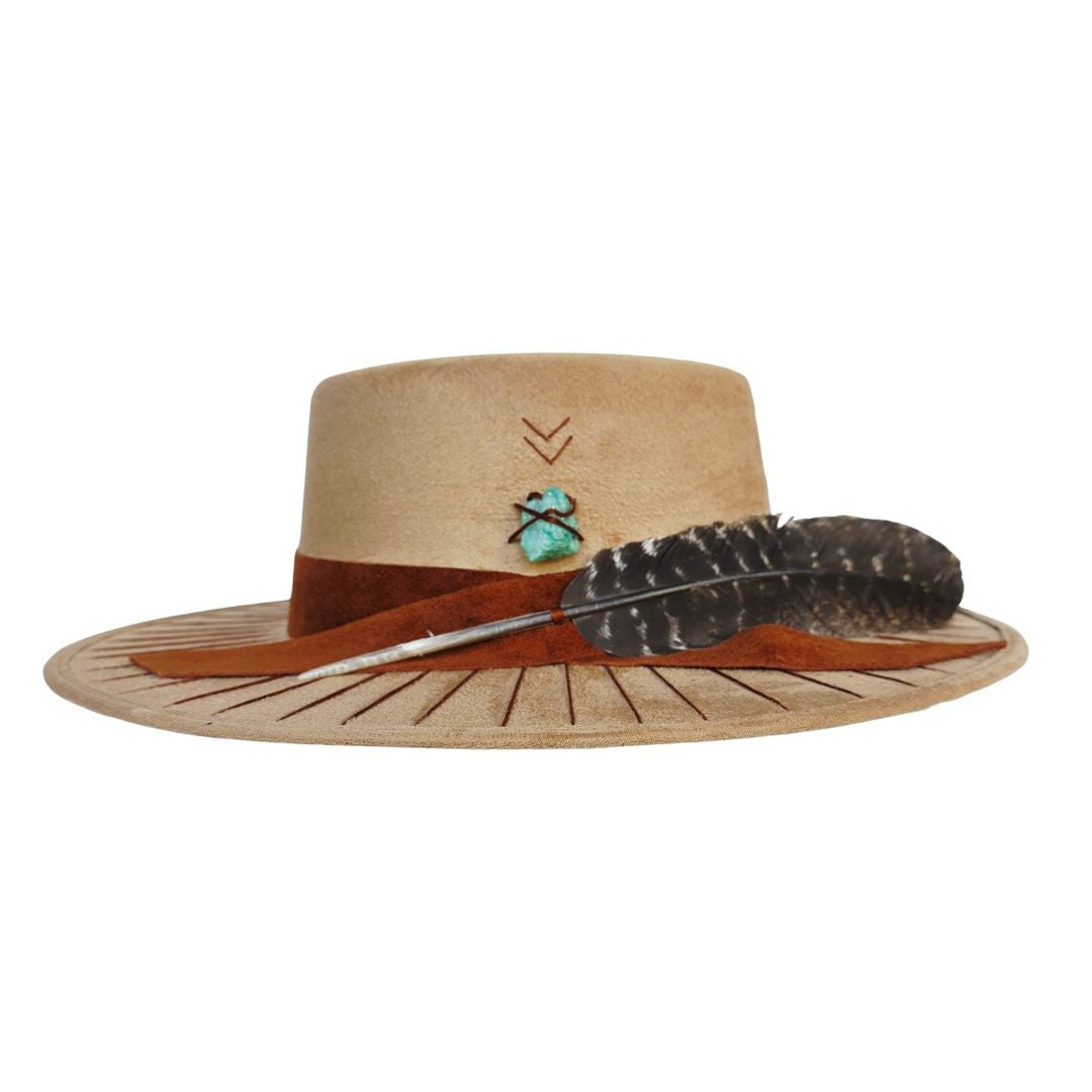 Saints Boater Crown Hat - Camel