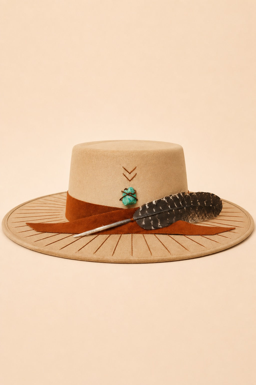 Saints Boater Crown Hat - Camel