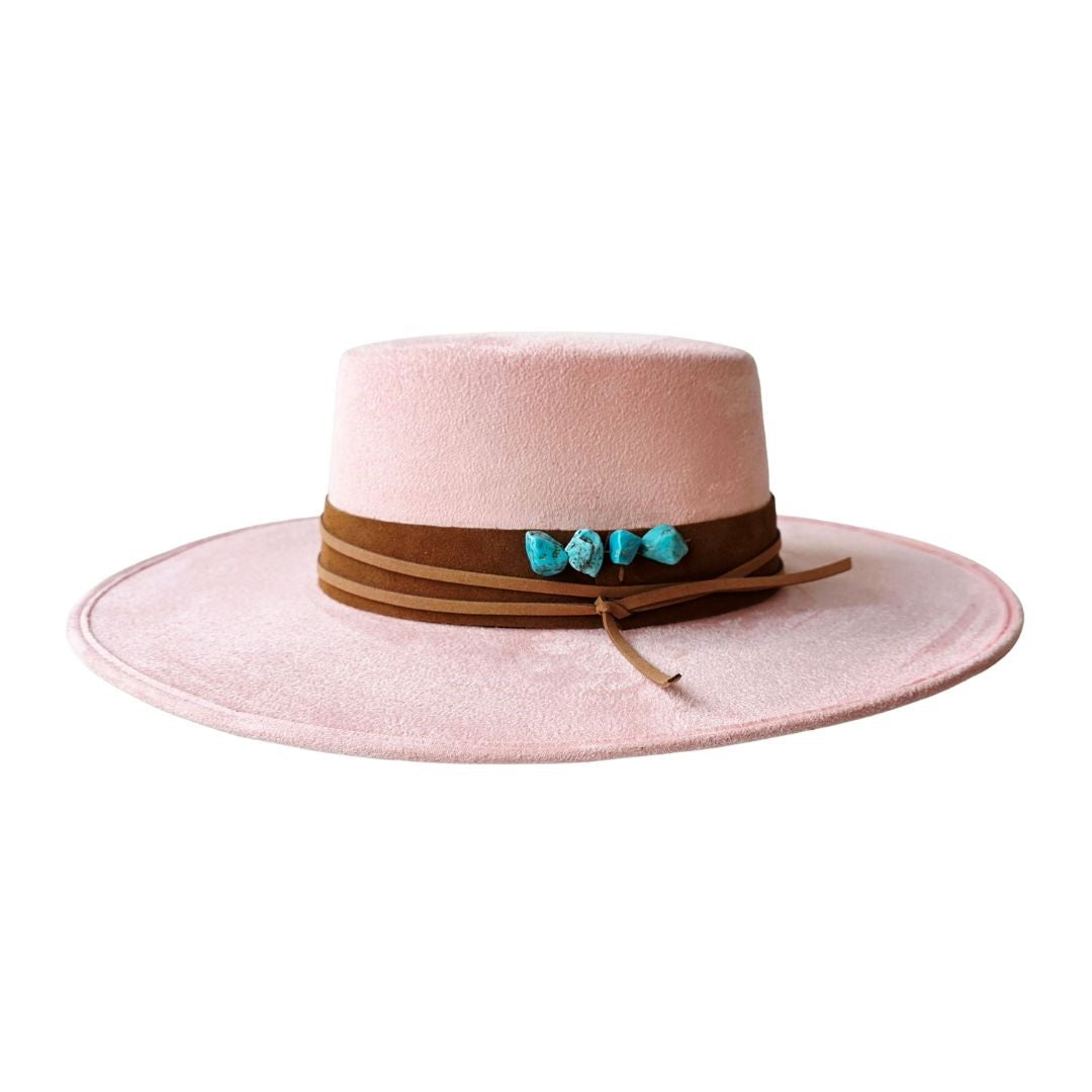 Tasha Boater Crown Hat- Pink