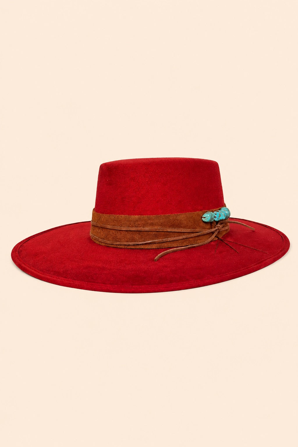 Tasha Boater Crown Hat- Red