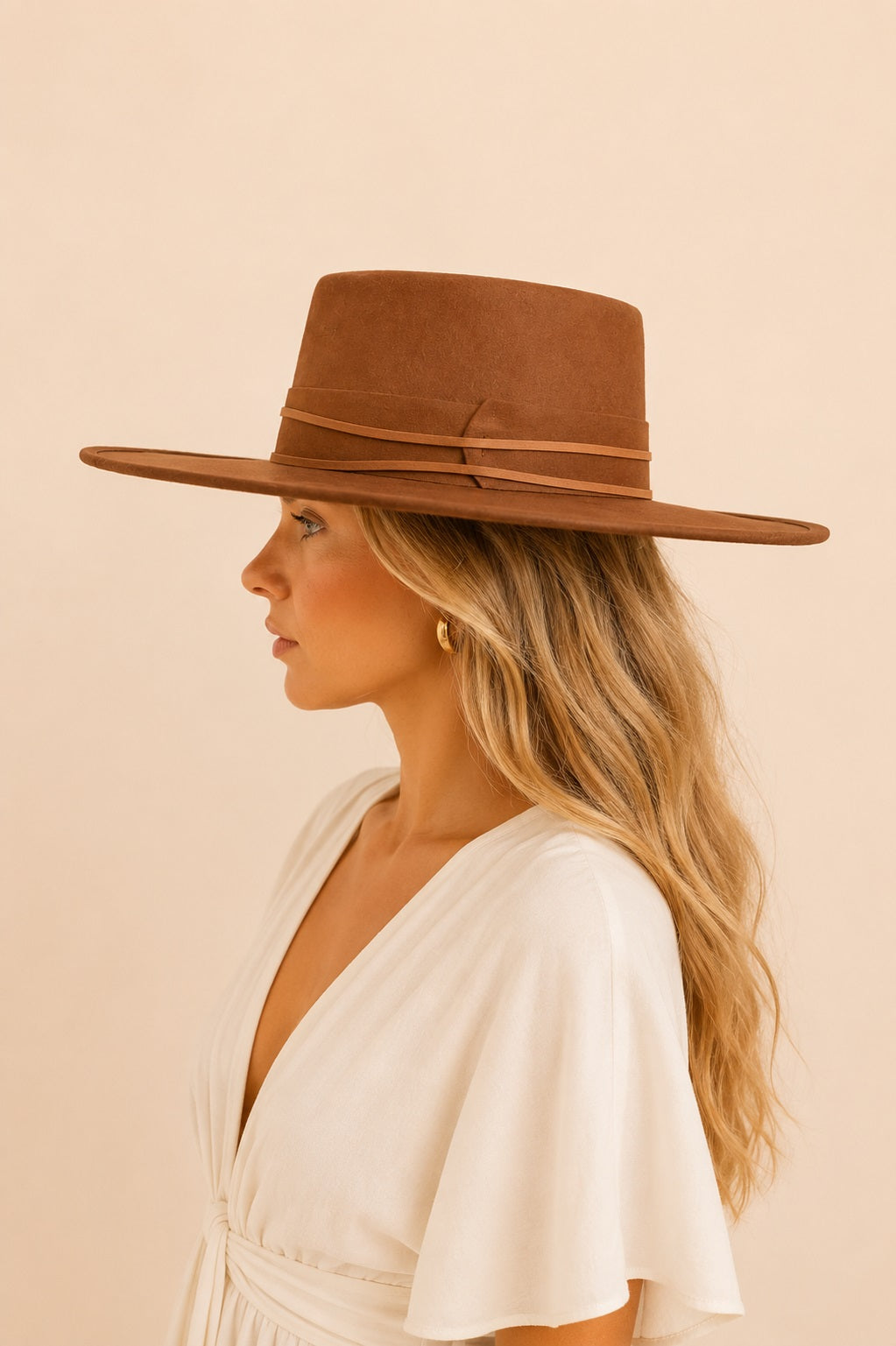 Tasha Boater Crown Hat- Tobacco