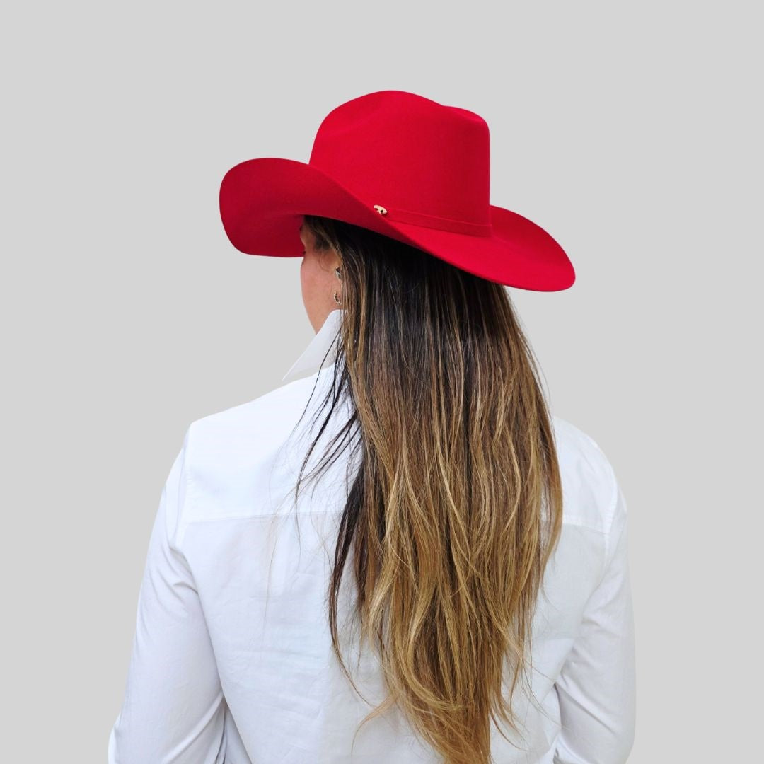 Adam Western Cowboy Crown Hat - Red