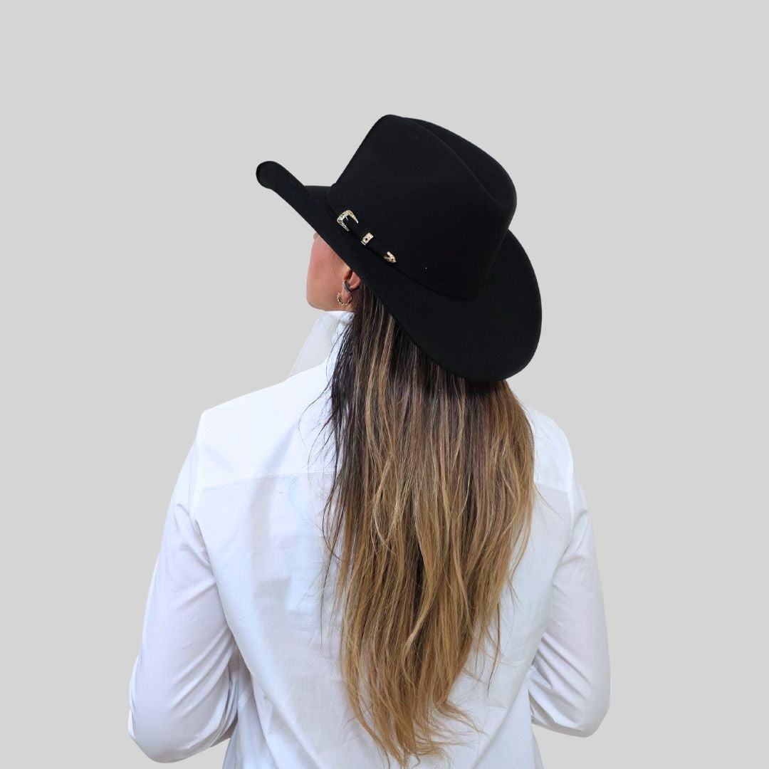 Ashton Western Cowboy Crown Hat - Black