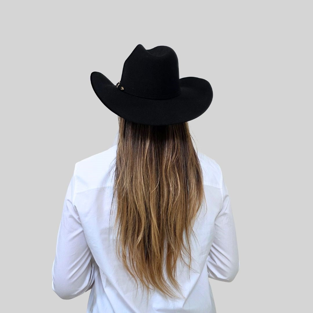 Ashton Western Cowboy Crown Hat - Black
