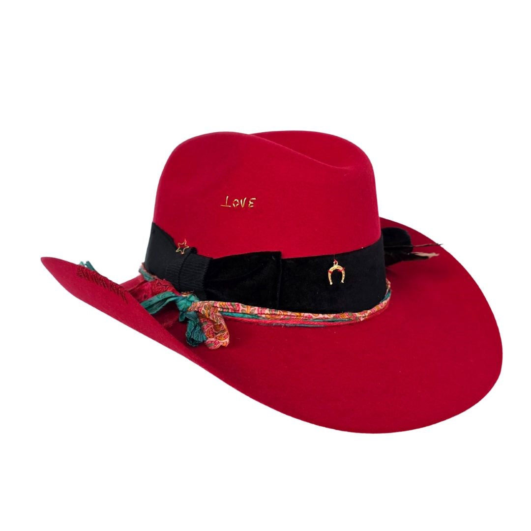 Bonnie Cowboy Crown Hat - Red