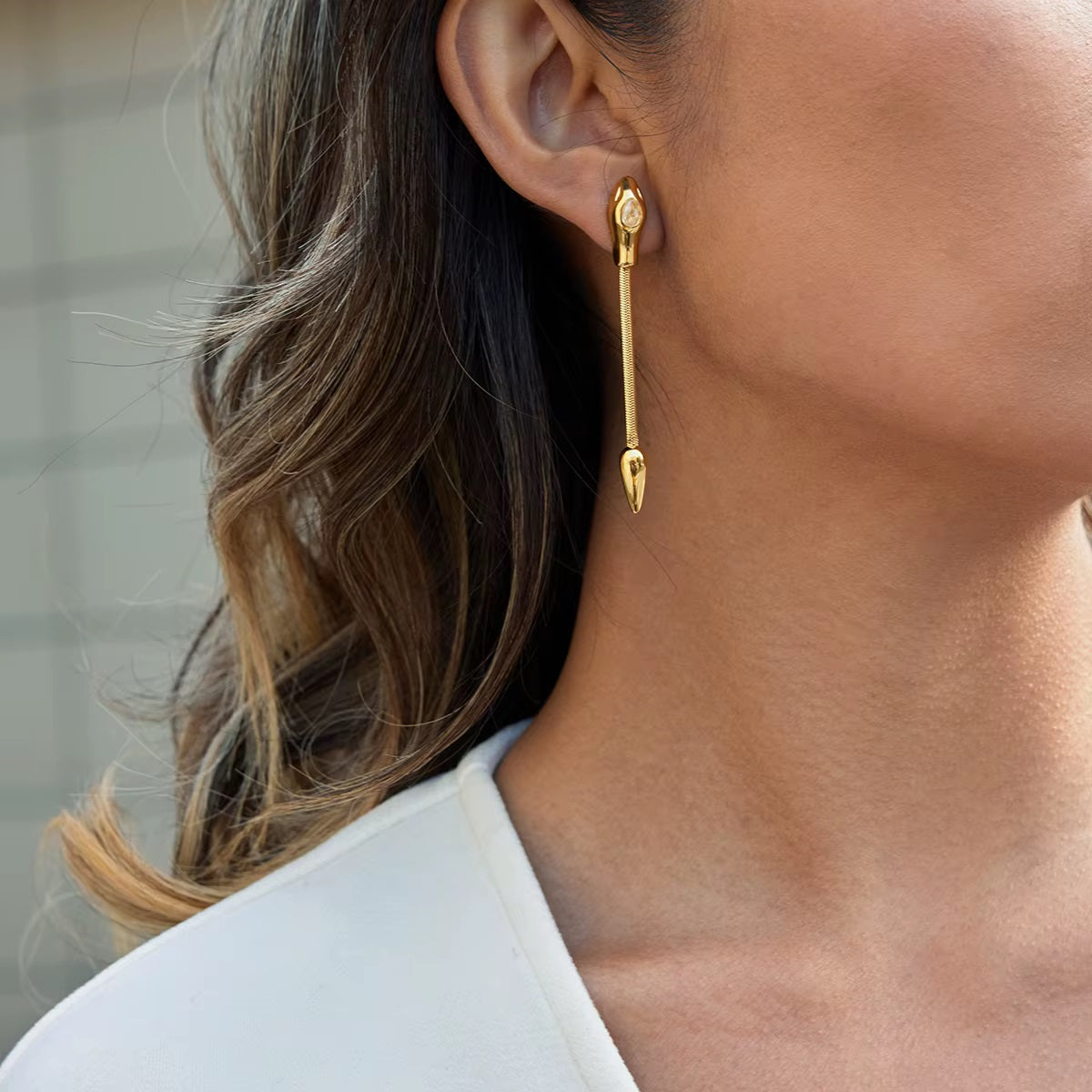 Minimalist Snake Head Dangle Earrings