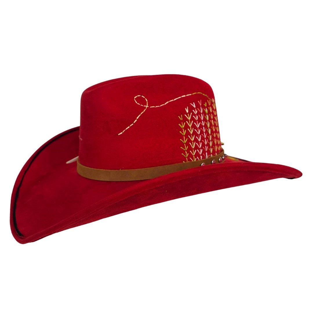 Josephine Cowboy Crown Hat - Red