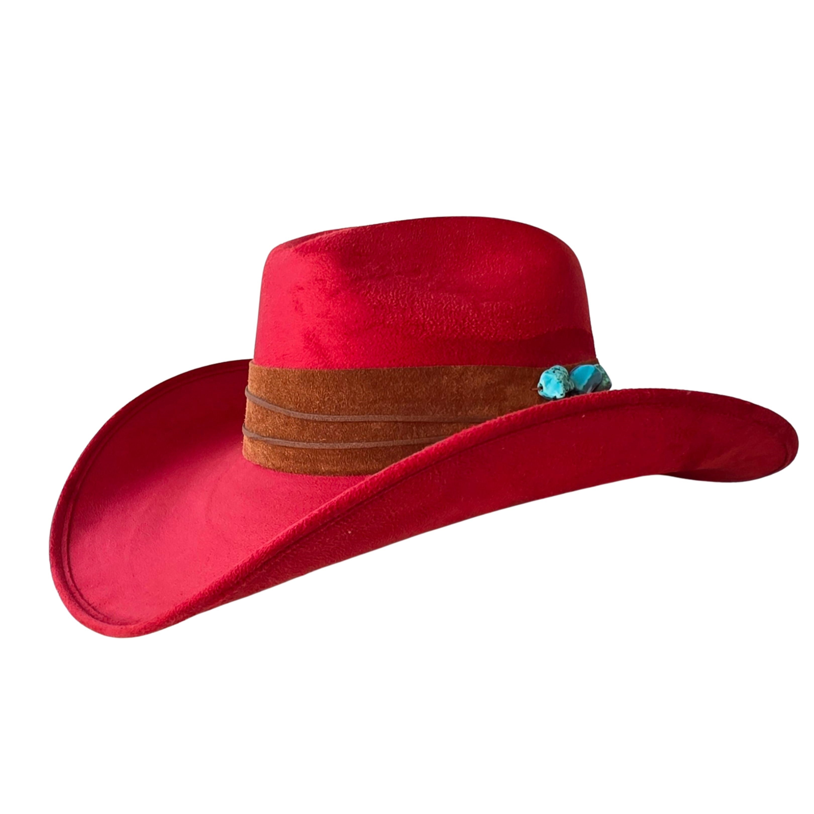 Kyveli Cowboy Crown Hat - Red