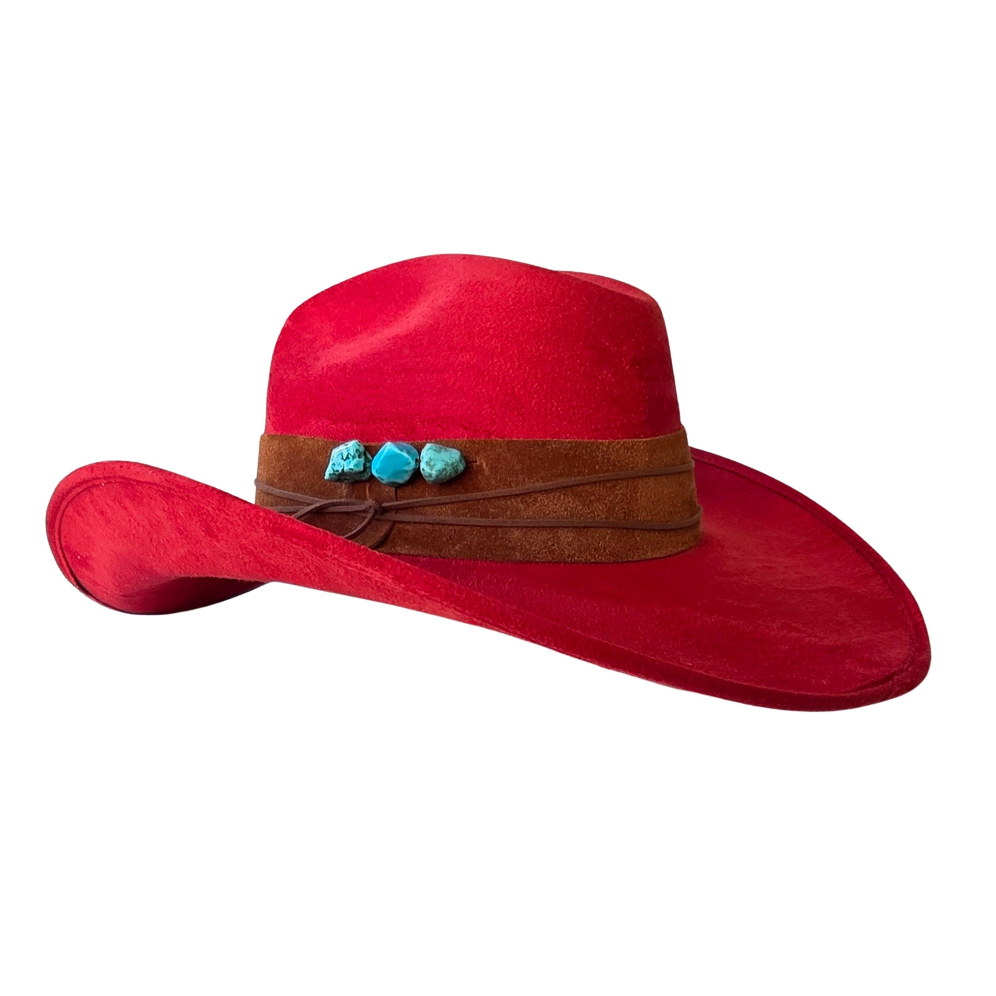 Kyveli Cowboy Crown Hat - Red