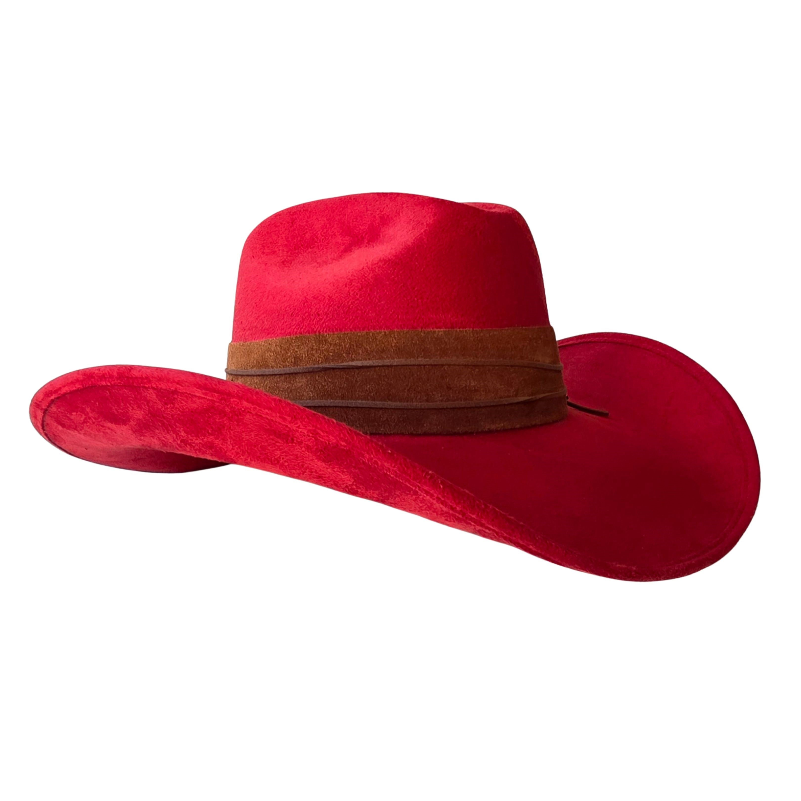 Kyveli Cowboy Crown Hat - Red